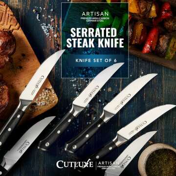 Cutluxe 6 Steak Knives Set – Forged German Steel