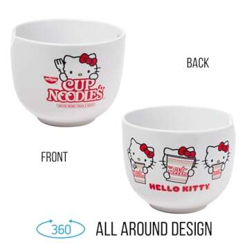 Hello Kitty Ceramic Bowl with Chopsticks - 20oz