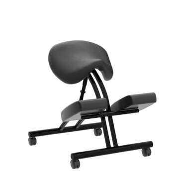 VIVO Saddle Seat Kneeling Chair with Wheels, Adjustable Ergonomic Stool for Home and Office, Mobile Angled Posture Seat, Steel Frame, Black Padding, CHAIR-K07SD