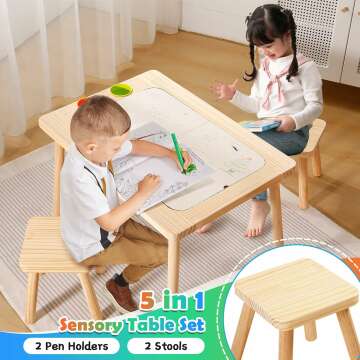 Kids Sensory Table with Stools and Storage Bins