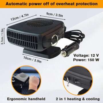 Leaflai Car Heater NEW Portable Car Heater, 3 in1 Fast Heating Defrost Defogger Demister Heating