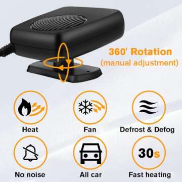 Leaflai Car Heater NEW Portable Car Heater, 3 in1 Fast Heating Defrost Defogger Demister Heating