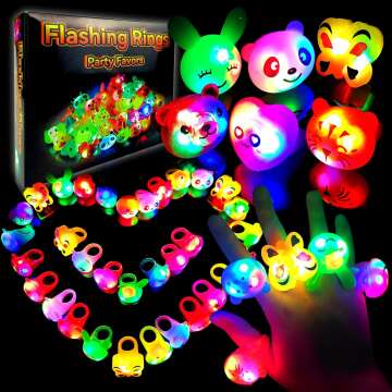 Wakestar - 24 Pack LED Light Up Bumpy Rings Party Favors For Kids