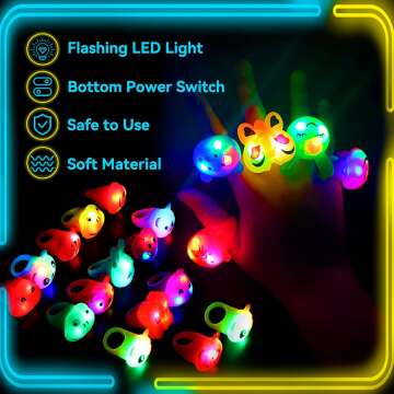 Wakestar - 24 Pack LED Light Up Bumpy Rings Party Favors For Kids