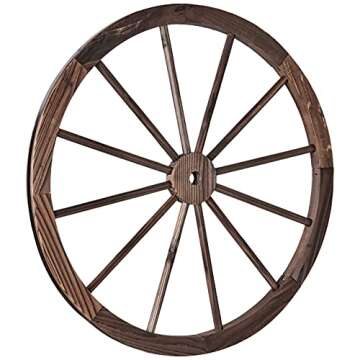 Trademark Innovations Decorative Vintage Wood Garden Wagon Wheel with Steel Rim - 31.5" Diameter (Set of 2)