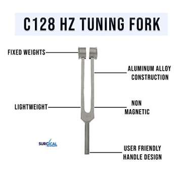 SURGICAL ONLINE Medical-Grade C128 Hz Tuning Fork - Fixed Weights, Non-Magnetic, Lightweight, Portable, Corrosion Resistant, Extra Long Handle