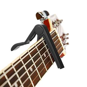 Mudder 4 Pcs Guitar Capo Aluminum Metal Universal, Acoustic and Classical Electric Guitars, Bass, Banjo, Violin, Mandolin, Ukulele All Types Lightweight String Instrument (Black, Red, Silver, Gold)