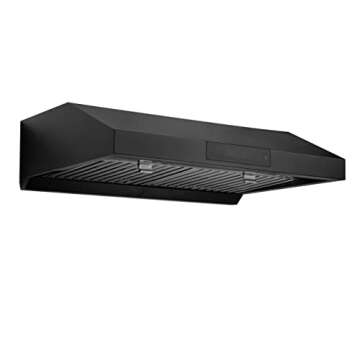 Hauslane Range Hood 30 Inch Under Cabinet Range Hood Black Stainless Steel Kitchen Hood Vent Hood 30 Inches, Stove Vent Hood for Kitchen, Kitchen Vent Hoods 30 Inch with LED Chef Series PS18