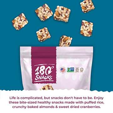 180 Snacks Almond Rice Pops with Cranberries - Tasty, Bite-Size Healthy Snacks with 9 Ingredients - Non GMO, Dairy-free, Gluten-Free Snacks - EBT Eligible Snacks for Kids and Adults - 15 oz