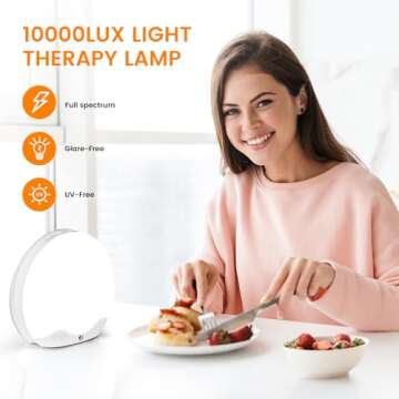 Light Therapy Lamp, Sunlight Alarm Clock with 10,000 Lux Therapy Light, Wake Up Light with 20 Brightness & 4 Color Temperature, Dual Alarms & Snooze,11 Atmosphere Lights and Sleep Aid