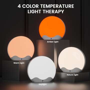 Light Therapy Lamp, Sunlight Alarm Clock with 10,000 Lux Therapy Light, Wake Up Light with 20 Brightness & 4 Color Temperature, Dual Alarms & Snooze,11 Atmosphere Lights and Sleep Aid