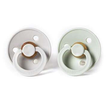 BIBS Baby Pacifier | BPA-Free Natural Rubber | Made in Denmark | Sage/Sand 2-Pack (6-18 Months)