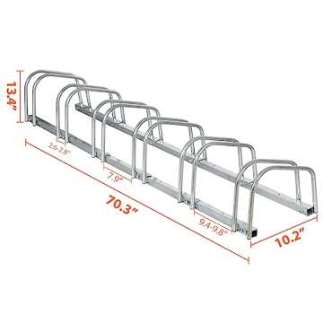 ZENY 1-6 Bike Rack Bicycle Floor Parking Stand for Mountain Bike Road Bike Indoor Outdoor Garage Adjustable Bicycle Storage Organizer Stand