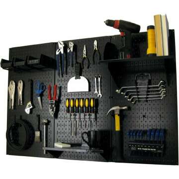 Pegboard Organizer Wall Control 4 ft. Metal Pegboard Standard Tool Storage Kit with Black Toolboard and Black Accessories