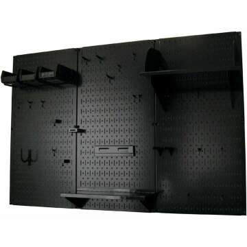 Pegboard Organizer Wall Control 4 ft. Metal Pegboard Standard Tool Storage Kit with Black Toolboard and Black Accessories