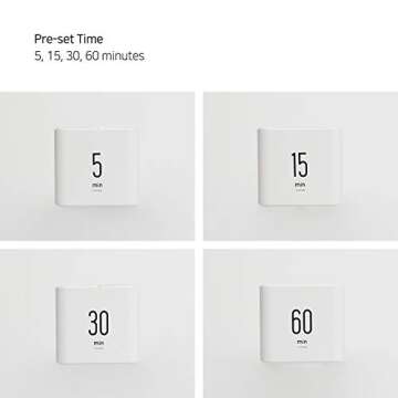 mooas Multi Cube Timer/Rotating Flip Timer (White), Simple Operation, Clock & Time Timer for Kids Classroom Kitchen Desk Office, Time Management 5,15,30,60 min Timer Setting