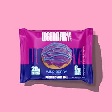 Legendary Foods High Protein - Berry Sweet Roll - 20g Protein Bar Alternative, Low Carb, Sugar Free, Gluten Free Keto Friendly Snack Bars, Healthy Wild Berry Flavored Protein Breakfast Rolls (10-pack)