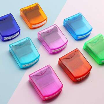 Reliancer 8PCS Teacher Stamp Set Colorful Self-Inking Motivation School Grading Stamps Encouraging Comments Classroom Homework Rating Stamp Office Stationery Stamps with Storage Tray