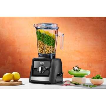 Vitamix A2500 Ascent Series Smart Blender, Professional-Grade, 64 oz. Low-Profile Container, Black (Renewed)