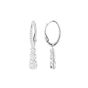 Elegant Swarovski Stilla Attract Trilogy Drop Earrings with White Crystals