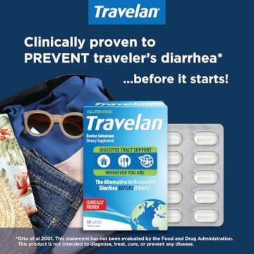 Anti Diarrhea Pills Help Prevent Traveler’s Diarrhea Before It Starts, Clinically Proven, Travel Medicine, Drug-Free Colostrum, Natural Digestive and Immune Support Supplement, 30 Count