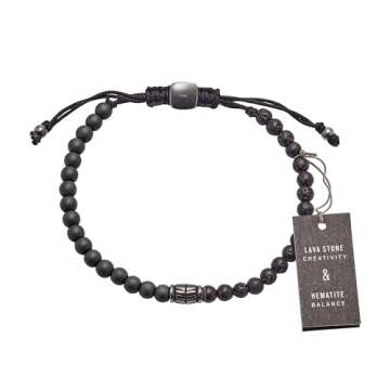 Fossil Men's Beaded Bracelet in Smoke - Stylish & Durable Design