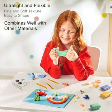 FlyFlag Air Dry Clay Kit - 50 Colors, Soft & Ultra Light, Modeling Clay for Kids with Accessories, Tools and Tutorials