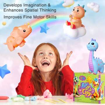 FlyFlag Air Dry Clay Kit - 50 Colors, Soft & Ultra Light, Modeling Clay for Kids with Accessories, Tools and Tutorials