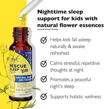 Bach RESCUE SLEEP KIDS Dropper 10mL, Natural Sleep & Stress Relief Aid, Homeopathic Flower Essence, Free of Melatonin, Sugar & Gluten, Kid-Friendly, Non-alcohol Formula