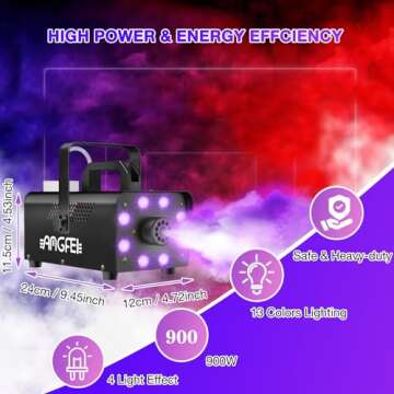 Upgraded Fog Machine with Lights, 8 LED 13 Colorful Smoke Machine, 2000CFM 900W Wireless Remote Controls Fog Machine Indoor Kit Halloween Smoke Machine Fog for Parties Halloween DJ Stage Effect