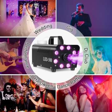 Upgraded Fog Machine Smoke Machine with 13 Colorful 8 Led Lights, 500W and 2000CFM Fog with Wired Wireless Remote Controls, Perfect for Indoor Outdoor Wedding, Halloween, Party and Stage Effect