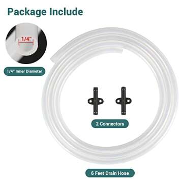 Gevi Household Drain Hose Extension for Nugget Ice Maker GIMN-1000 | 1/4'' ID x 6 Feet Length | Durable Silicone Material with Bending Flexibility | 2 Connectors Included