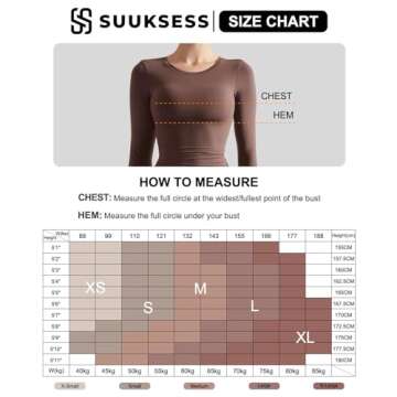 SUUKSESS Women Double Lined Fitted Basic Tee Shirts Crew Neck Long Sleeve Going Out Crop Tops (Jet Black, XS)