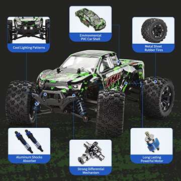 TENSSENX 1:18 Scale All Terrain RC Cars, 40KM/H High Speed 4WD Remote Control Car with 2 Rechargeable Batteries, 4X4 Off Road Monster Truck, 2.4GHz Electric Vehicle Toys Gifts for Kids and Adults