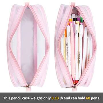 KALIDI Grid Mesh Pencil Case Large Capacity Pencil Case Big Pencil Pouch With Zipper Simple Stationery Bag Aesthetic Pen Bag for School Teen Girl Boy Multi-Purpose bag for office Men Women