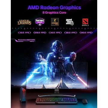 ACEMAGICIAN [Gaming PC] Ryzen Mini PC, AMD Ryzen 7 5800U(up to 4.4Ghz) 16GB DDR4 512GB NVME SSD Mini Desktop Computer, Mini Computers [WiFi6/BT5.2] [4K UHD/RGB Lights/3 Adjustable Mode PC Gaming]