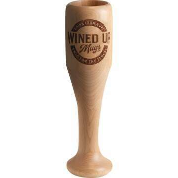 DUGOUT MUGS: Wined Up - Mini Baseball Bat Wine Glass - 6 oz. (3x3x10 inches) - Double Sealed, Solid Wood - For Hot and Cold Drinks - Proudly Made in the USA