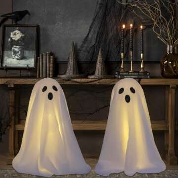 Halloween Ghost Decorations with String Lights