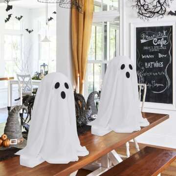 Halloween Ghost Decorations with String Lights