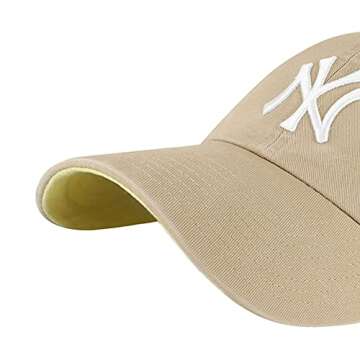 '47 New York Yankees Ballpark Clean Up Dad Hat Baseball Cap - Khaki Khaki, White, Yellow One Size