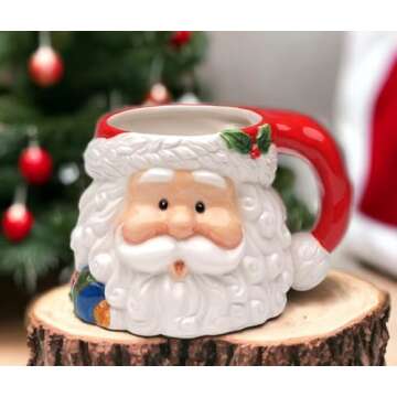 Cosmos Gifts CS48439 Fine Ceramic Hand Painted Christmas Santa Claus Mug, 16 oz, 5-3/4" L