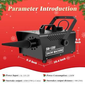 Premium 1200W Wireless Remote Control Snow Machine for Events