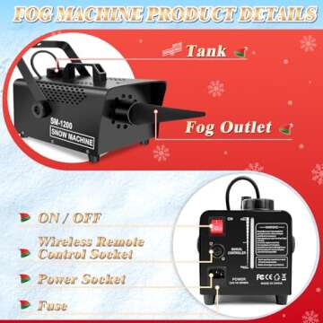 1200W Wireless Snow Machine for Indoor and Outdoor