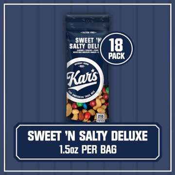 Kar’s Nuts Sweet ‘N Salty Deluxe Trail Mix, 1.5 oz Individual Snack Packs – Bulk Pack of 18, Gluten-Free Snacks