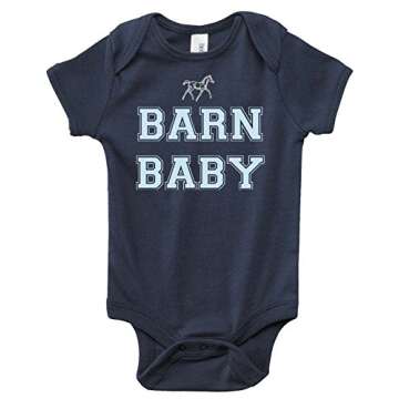 Equestrian Creations Baby Boy Barn Baby Horse Bodysuit, Navy Blue (3-6 Months)