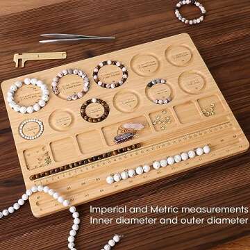 ZDLS Bracelet Bead Board，Wooden Bead Tray for Jewelry Making Bracelet Ideal for Beginners and Professionals 15.3X 11.2 x 0.5 Inches