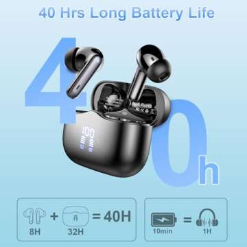 Wireless Earbuds, Bluetooth 5.3 Headphones in Ear with 4 ENC Noise Cancelling Mic, HiFi Stereo Deep Bass Wireless Earphones 40H Playtime, in-Ear Earbud Bluetooth Dual LED Display IP7 Waterproof, USB-C