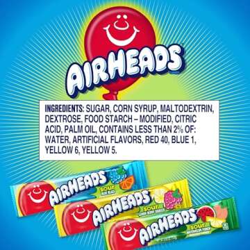 Airheads Sour Mini Candy Bars, 5 lb Assorted Bag