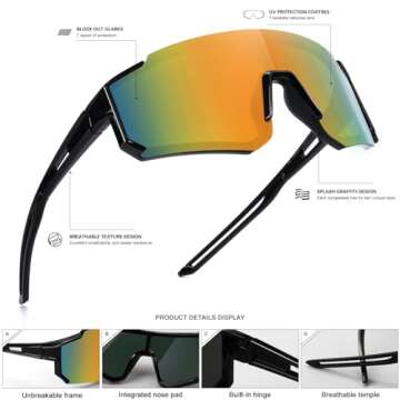 SEKKAF Youth Baseball Sunglasses for Boys Girls Age 6-12 Softball Cycling Sports Sunglasses for Kids Lightweight Frame