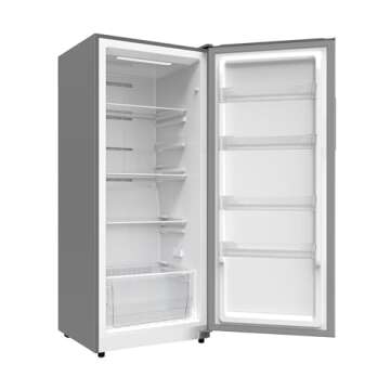 Hamilton Beach HBFRF1495 14 cu ft Upright Convertible Fridge/Freezer-Frost Free-Removable Glass Shelves-LED Interior Light, Stainless